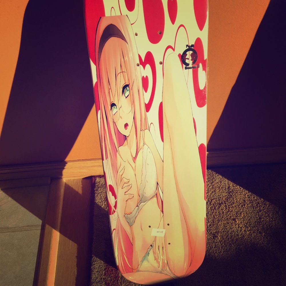 Bikini anime girl skateboard